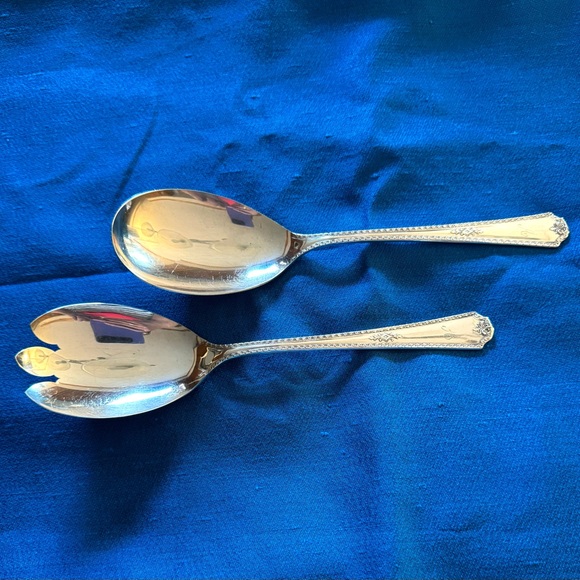 BEAUTIFUL! Wm A Rogers AA Silver Silverplate 1929 Berkeley Salad Set "A" - Picture 2 of 11